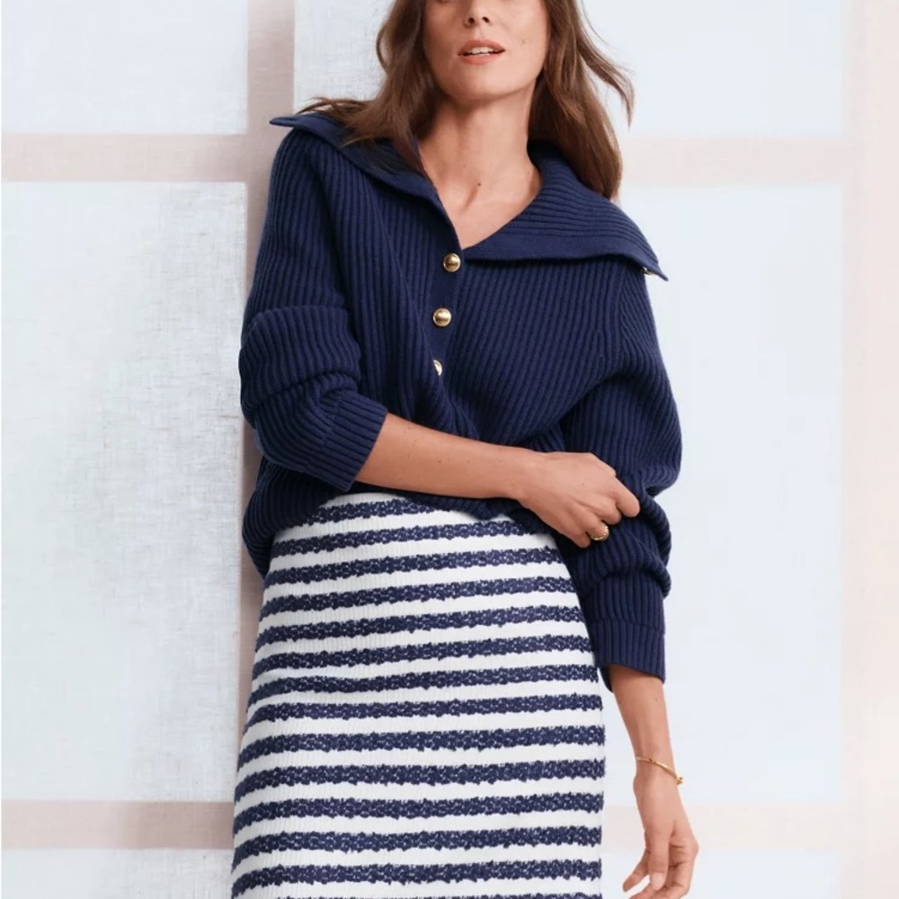 Ann Taylor Royal Blue Sweater with Gold Accents